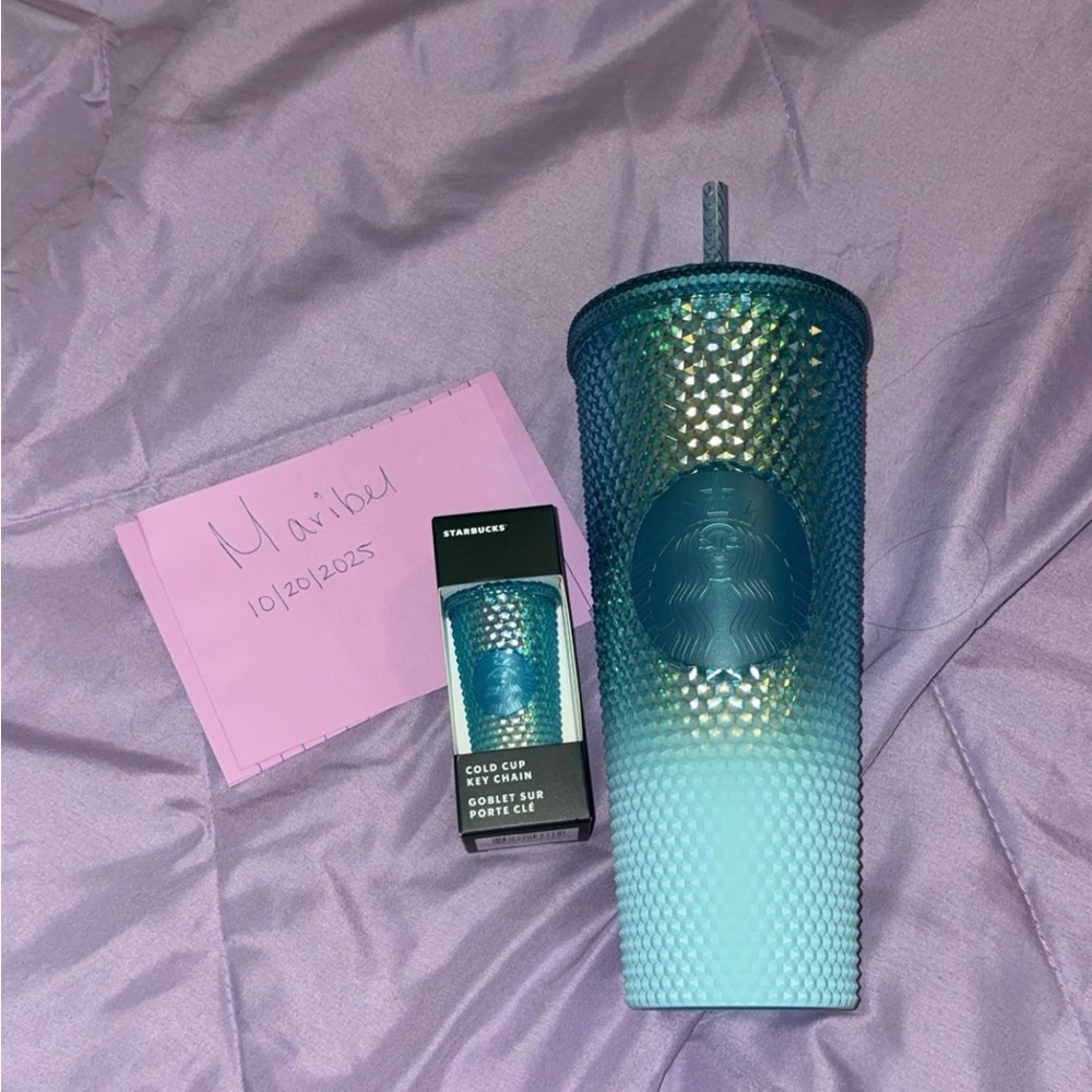 Starbucks Blue and White Textured Tumbler